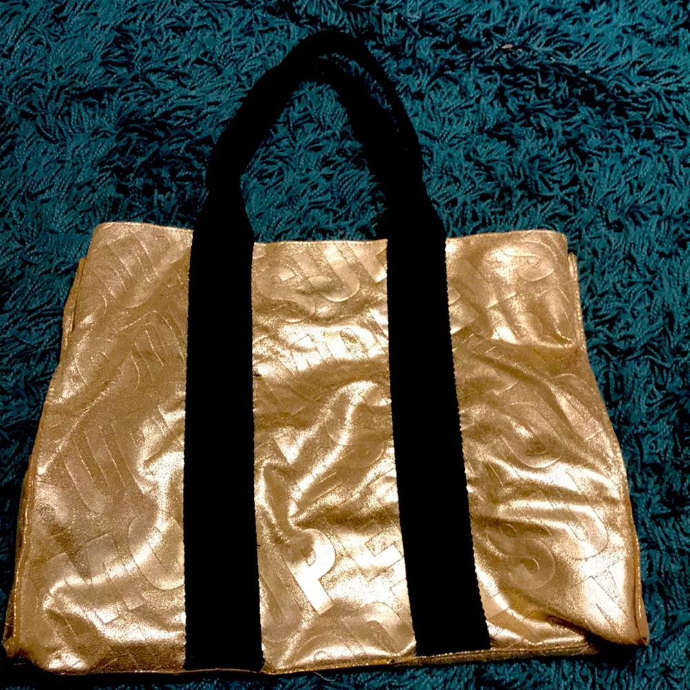 Vintage “Super Model” Tote Gold with Black Straps